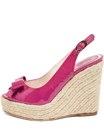 Pre-owned Dior 120mm Leather Wedge Sandals In Pink