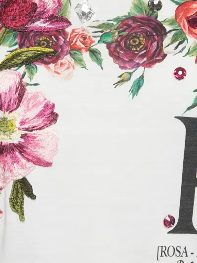 Pre-owned Dolce & Gabbana Floral-embellishment T-shirt In White