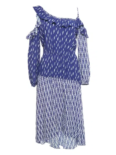 Pre-owned Sandro Crepe Midi Dress In Blue
