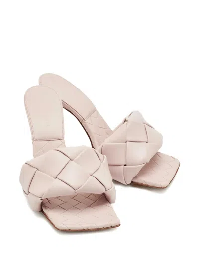 Pre-owned Bottega Veneta Lido Woven High-heeled Sandals In Pink