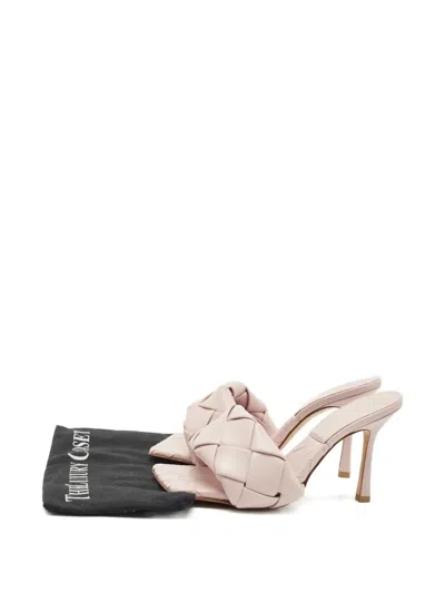 Pre-owned Bottega Veneta Lido Woven High-heeled Sandals In Pink