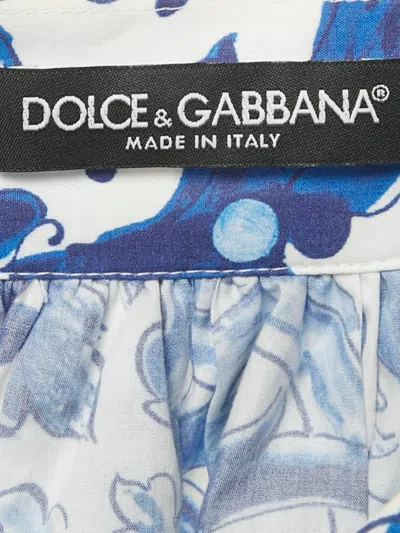 Pre-owned Dolce & Gabbana Poplin Print Maxi Skirt In White