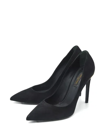 Pre-owned Louis Vuitton Pointed-toe Suede Pumps In Black