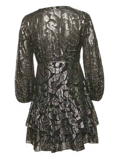 Pre-owned Maje Zip-up V-neck Long-sleeve Dress In Black