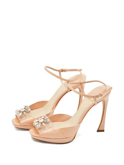 Pre-owned Dior Crystal-embellishment Leather Sandals In Pink