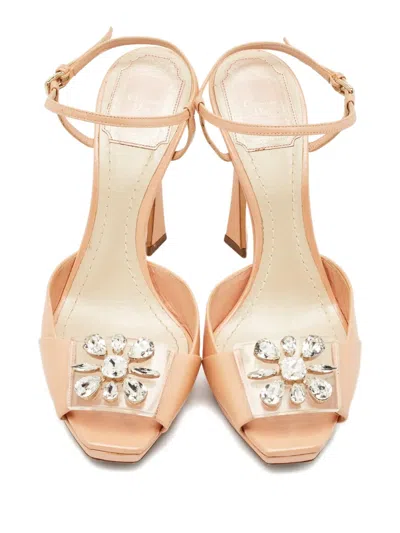 Pre-owned Dior Crystal-embellishment Leather Sandals In Pink