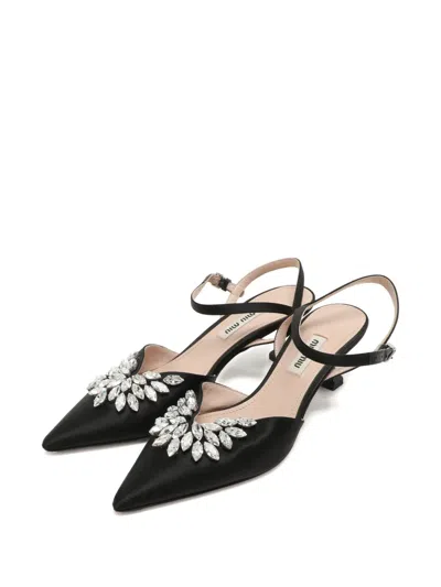 Pre-owned Miu Miu Crystal-embellished Pumps In Black