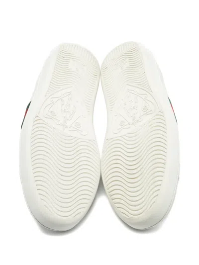 Pre-owned Gucci Leather Stripe Sneakers In White