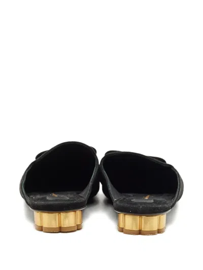 Pre-owned Ferragamo Vara Mules In Black