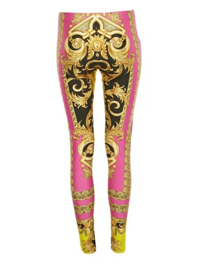 Pre-owned Versace Jersey Print Trousers In Pink