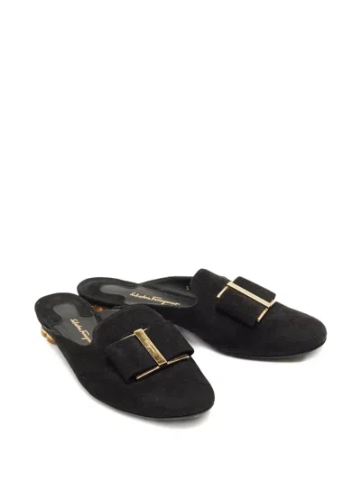 Pre-owned Ferragamo Vara Mules In Black