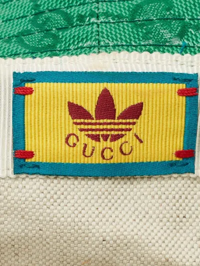 Pre-owned Gucci X Adidas Logo-monogram Bucket Hat In Green
