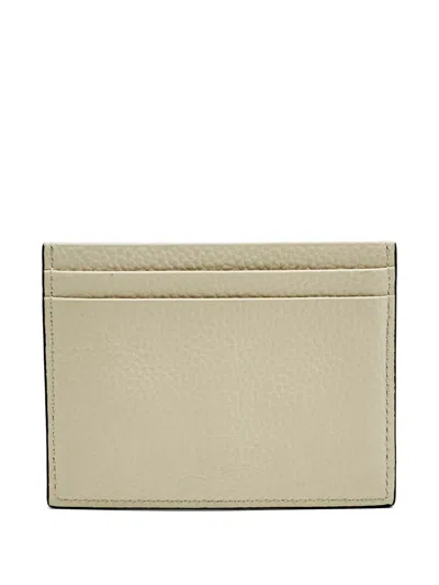 Pre-owned Christian Louboutin Kios Studded Leather Card Holder In Neutral