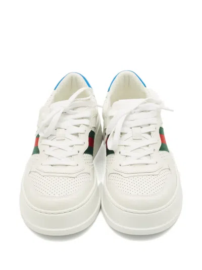 Pre-owned Gucci Chuncky B Perforated Leather Sneakers In White