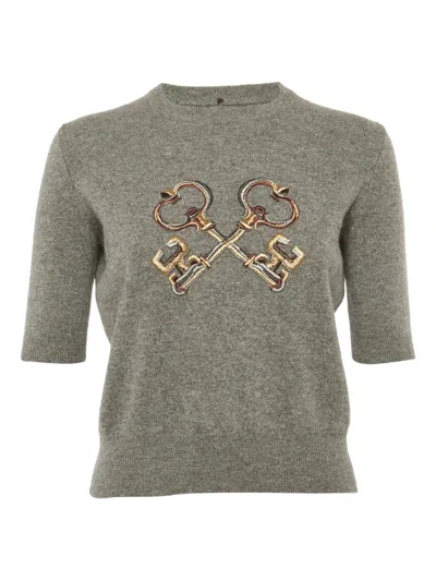 Pre-owned Dolce & Gabbana Embroidery Cashmere Sweater In Gray