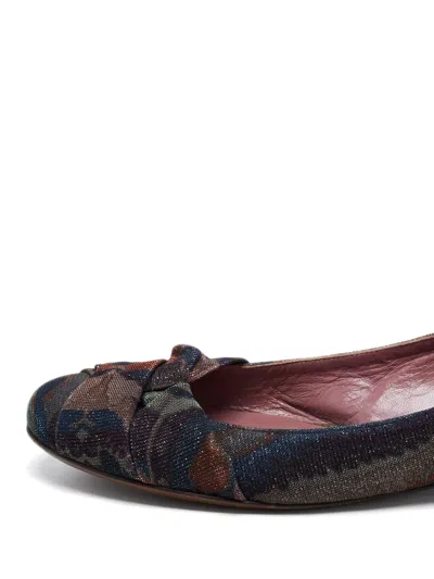Pre-owned Missoni Knot-detailing Ballet Flats In Black
