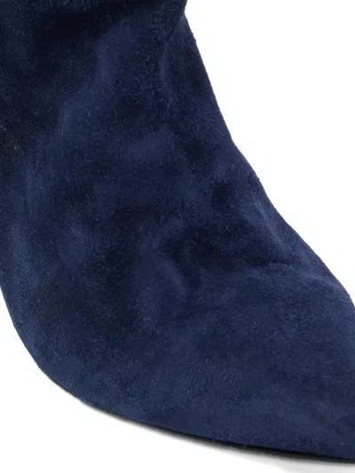 Pre-owned Stuart Weitzman Suede Ankle-length Pointed-toe Boots In Blue