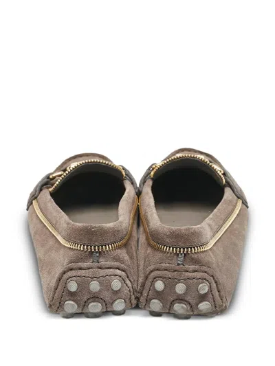 Pre-owned Louis Vuitton Suede Zip-detail Oxford Shoes In Brown