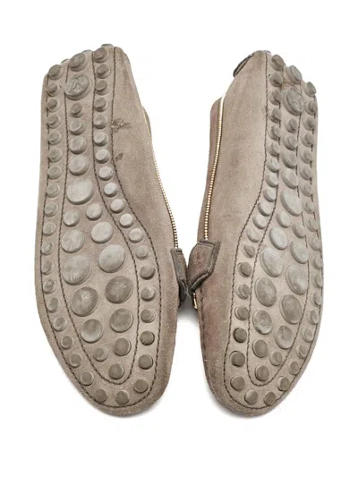 Pre-owned Louis Vuitton Suede Zip-detail Oxford Shoes In Brown