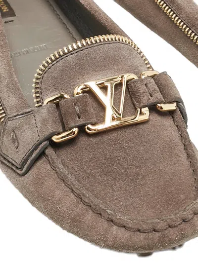 Pre-owned Louis Vuitton Suede Zip-detail Oxford Shoes In Brown