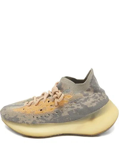 Pre-owned Adidas Originals Boost 350 V2 Knitted Lace-up Sneakers In Gray