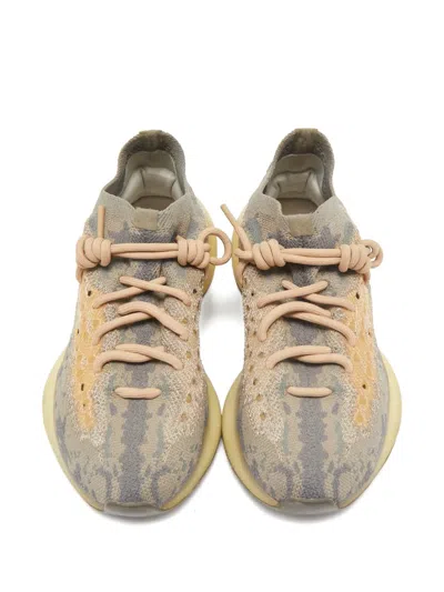 Pre-owned Adidas Originals Boost 350 V2 Knitted Lace-up Sneakers In Gray