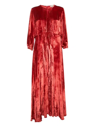 Pre-owned Red Valentino Velvet Midi Dress In Red