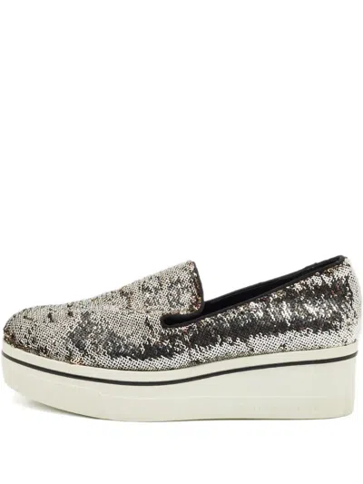 Pre-owned Stella Mccartney Sequin Platform Sneakers In Silver
