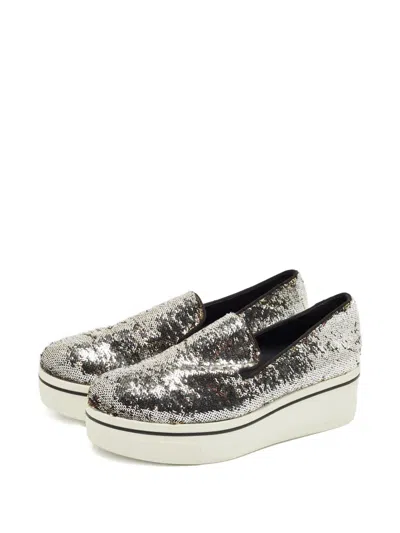Pre-owned Stella Mccartney Sequin Platform Sneakers In Silver
