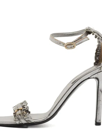 Pre-owned Sergio Rossi Vintage 105mm Buckle-fastening Heeled Sandals In Gray