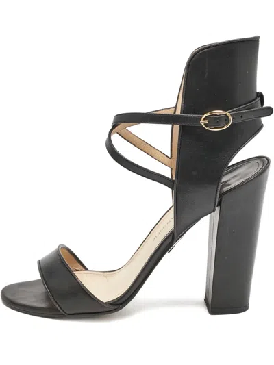 Pre-owned Paul Andrew Leather Ankle-strap Sandals In Black