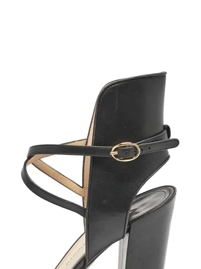 Pre-owned Paul Andrew Leather Ankle-strap Sandals In Black