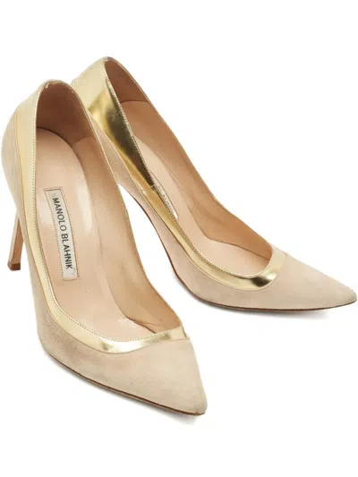 Pre-owned Manolo Blahnik 105mm Suede Pumps In Neutral