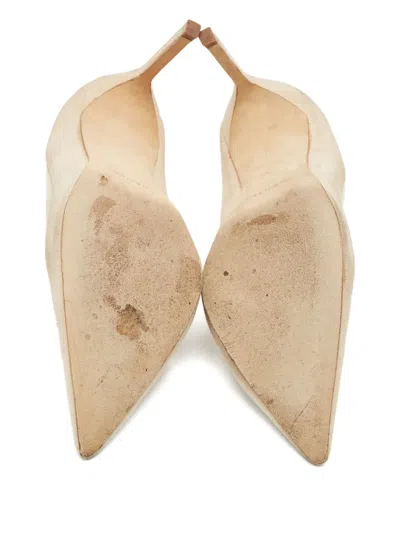 Pre-owned Manolo Blahnik 105mm Suede Pumps In Neutral