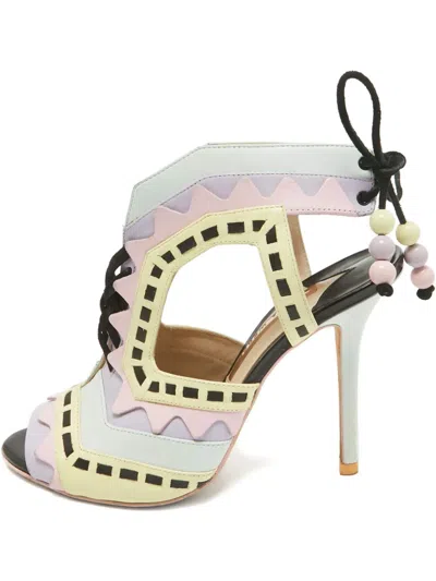 Pre-owned Sophia Webster 110mm Riko Geometric Cut-out Sandals In Green