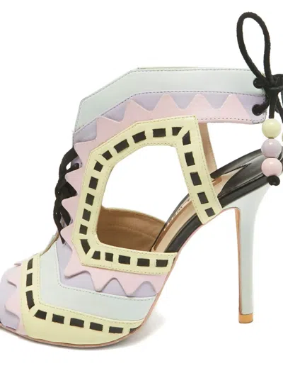 Pre-owned Sophia Webster 110mm Riko Geometric Cut-out Sandals In Green