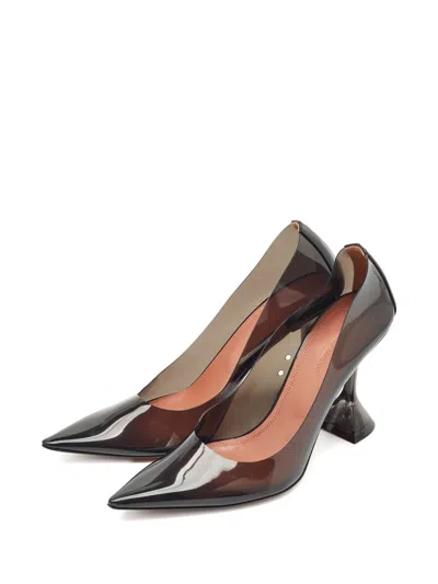 Pre-owned Amina Muaddi 100mm Ami Sculpted-heel Pumps In Black