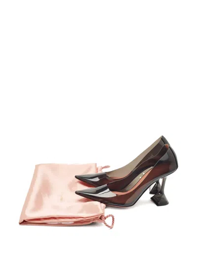 Pre-owned Amina Muaddi 100mm Ami Sculpted-heel Pumps In Black