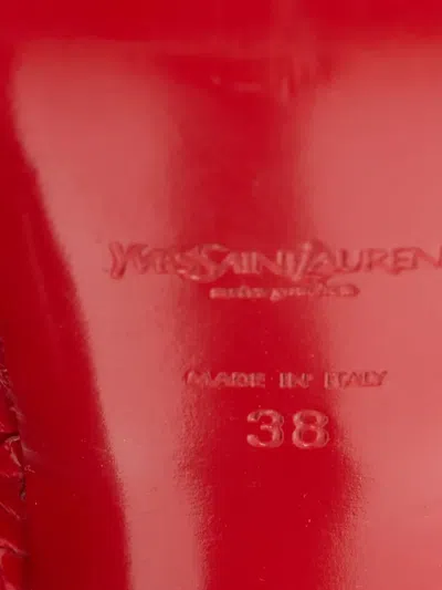 Pre-owned Saint Laurent 2024 140mm Palais Snakeskin Platform Pumps In Red