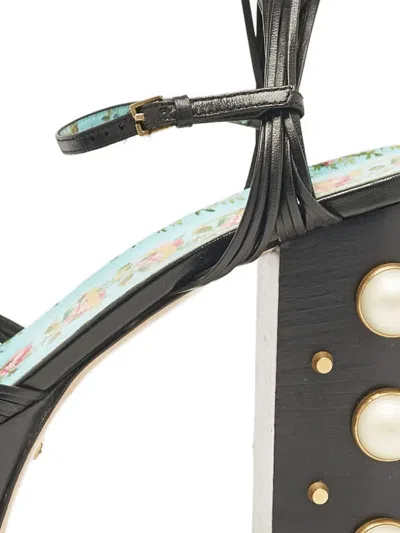 Pre-owned Gucci 130mm Knot Platform Sandals In Black