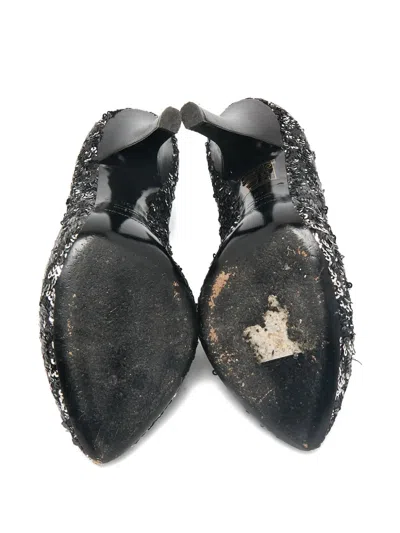 Pre-owned Dolce & Gabbana 125mm Sequins-embelished Round-toe Heeled Pumps In Black