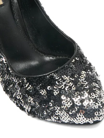Pre-owned Dolce & Gabbana 125mm Sequins-embelished Round-toe Heeled Pumps In Black