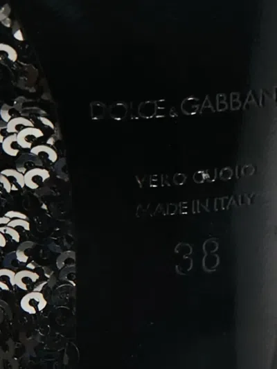 Pre-owned Dolce & Gabbana 125mm Sequins-embelished Round-toe Heeled Pumps In Black