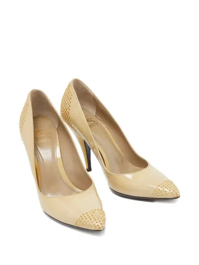 Pre-owned Burberry 110mm Patent-leather Pumps In Neutral