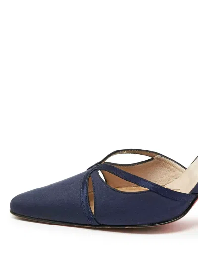 Pre-owned Christian Louboutin 100mm Slingback Pumps In Blue