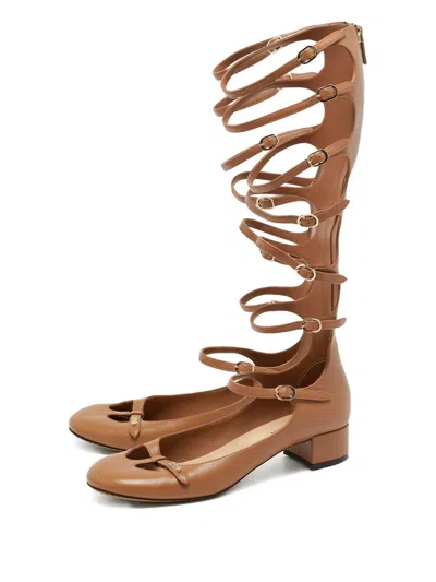 Pre-owned Dior Buckle Leather Flats In Brown