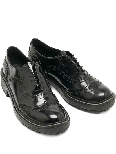Pre-owned Miu Miu Patent-leather Oxford Shoes In Black