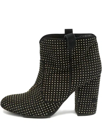 Pre-owned Laurence Dacade  95mm Studded Block-heel Boots In Black