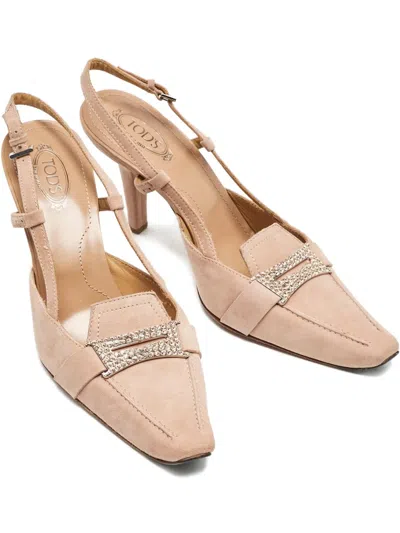 Pre-owned Tod's Vintage 85mm Suede Pumps In Neutral
