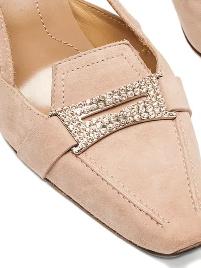 Pre-owned Tod's Vintage 85mm Suede Pumps In Neutral